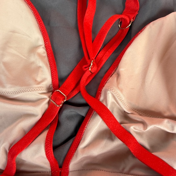 Victoria's Secret Bling Strap Swimsuit Fiery Red One-Piece sz medium new w/o tag - Picture 9 of 10